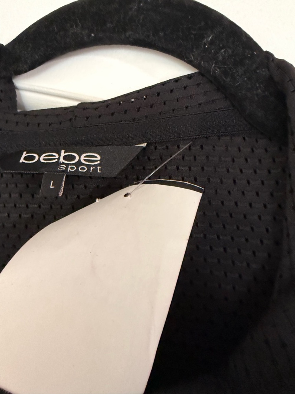 bebe Black Rhinestone Logo Mesh Zip Hoodie - Picture 4 of 8